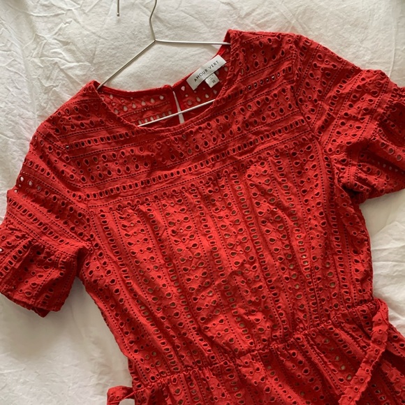 Amour Vert Red Belted Dress - Picture 2 of 7